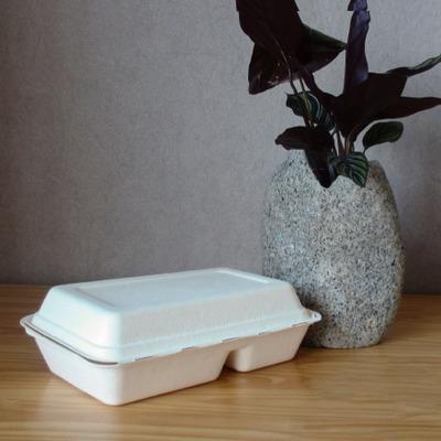 限时抢购1000ml二格连体盒,一次性环保纸浆饭盒,快餐外卖打包盒