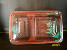 找相似款-批发一次性饭盒餐盒 一次性红黑饭盒 黑红两格餐具 PP塑料便当盒-相似图片